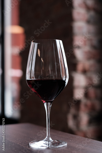 Glass of red wine with copy space
