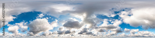 blue sky with beautiful awesome clouds. Seamless hdri panorama 360 degrees angle view with zenith for use in 3d graphics or game development as sky dome or edit drone shot