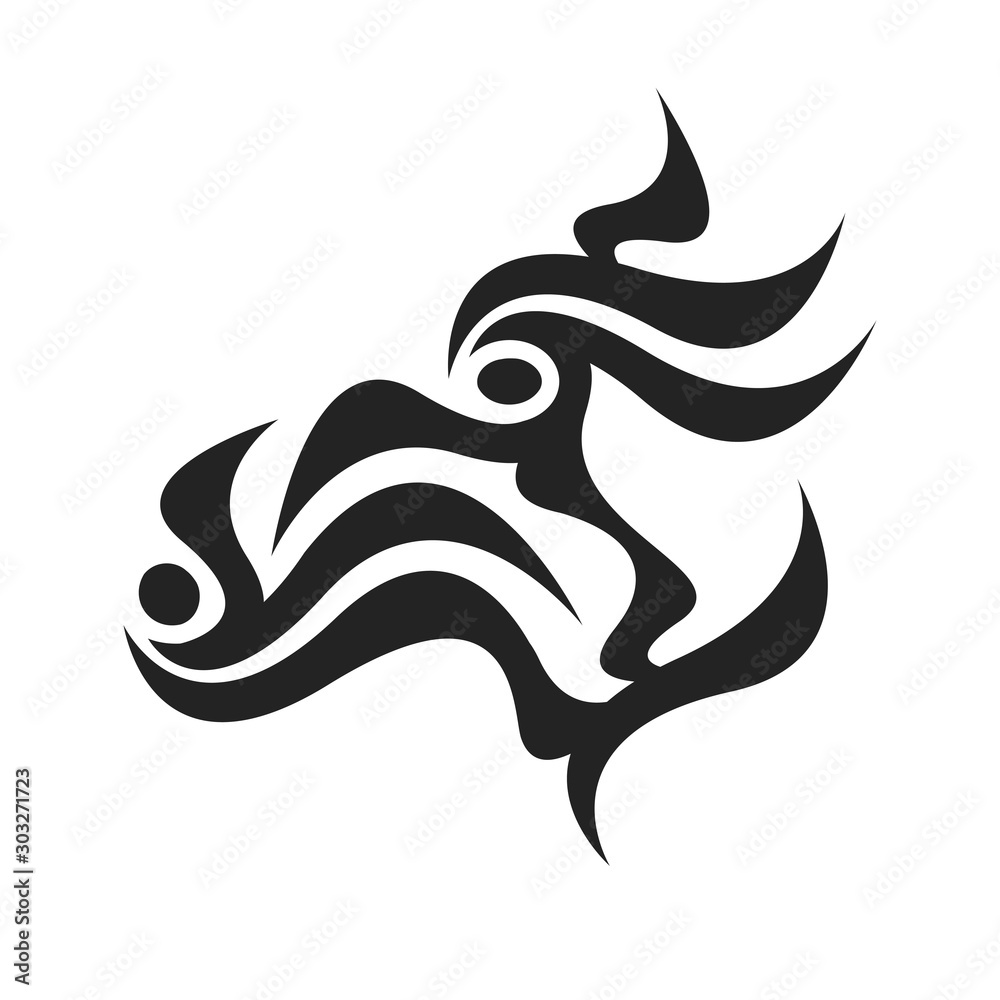 Abstract silhouette symbol tattoo animal predator fantasy.