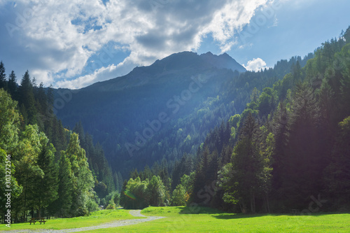 Evening and morning view of the town of Chamonix and Mount Mont Blanc.