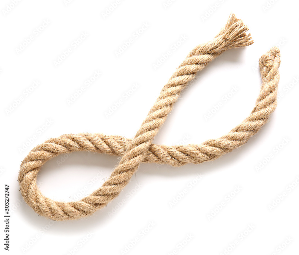 Rope on white background, top view Rope on white background, top view