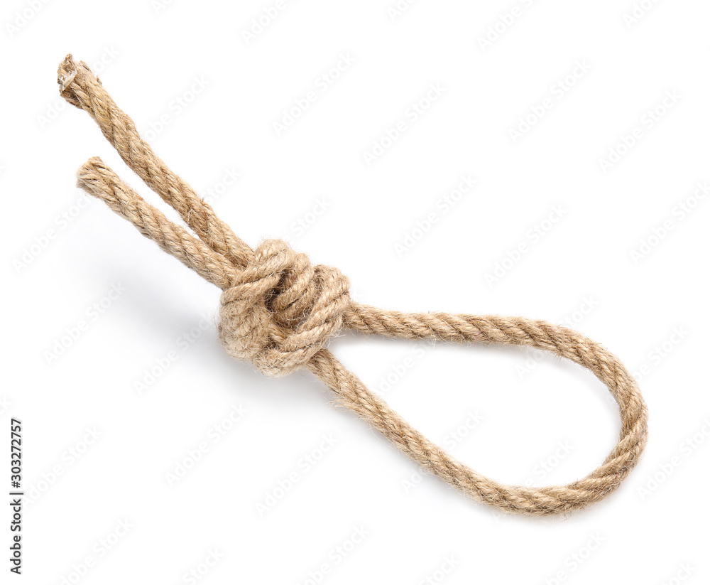 Rope with loop on white background