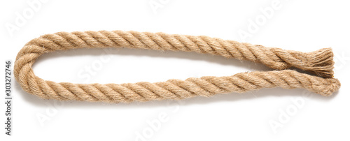 Rope on white background, top view