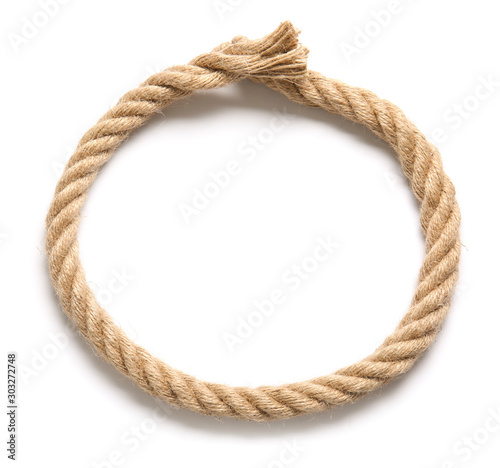 Rope on white background  top view