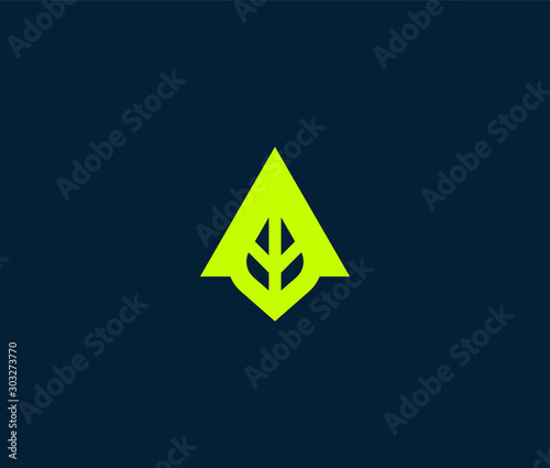 Triange leaf Logo Icon Minimal emblem design template