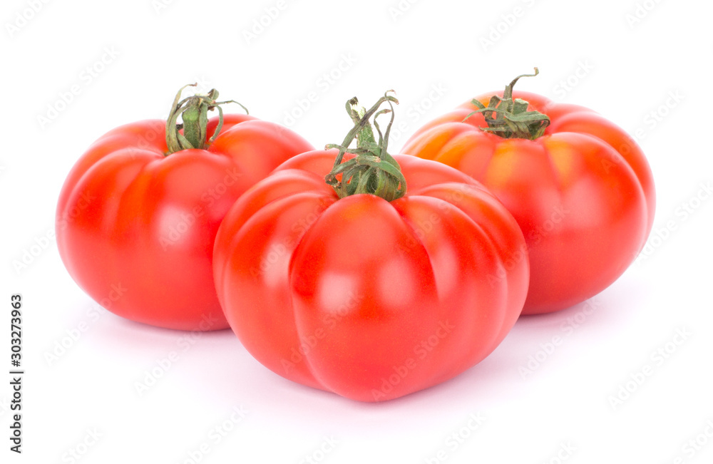 Red Ripe Fresh Whole Three Tomato Isolated On White Background Close-Up Red Ripe Fresh Whole Three Tomato Isolated On White Background Close-Up