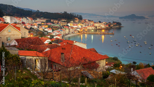 View of Fishing Town of Raxo in Pontevedra Estuary Rias Bajas Galicia photo