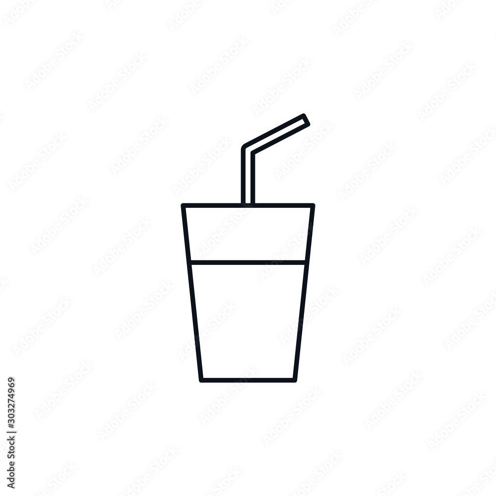cup with straw celebration party line design icon cup with straw celebration party line design icon
