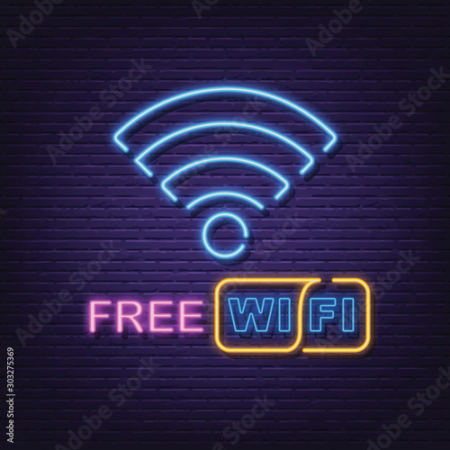 free wi fi neon signboard