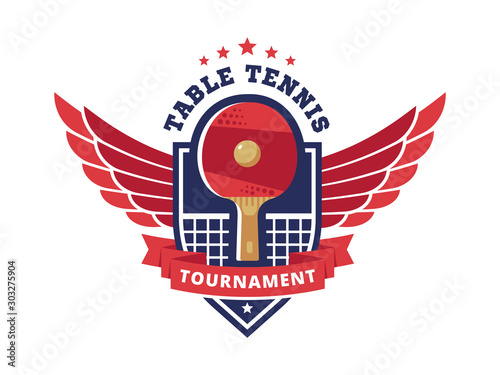 Table tennis, ping pong tournament vector emblem, logo design