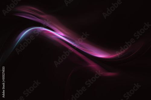 Pink and magenta twist and glowing light effect on black background. Dark abstract background