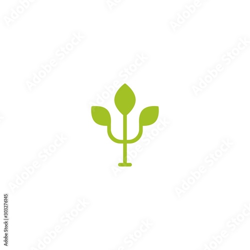 Green Greek letter Psi with leaf. Neuropsychology and psychology logo isolated on white.