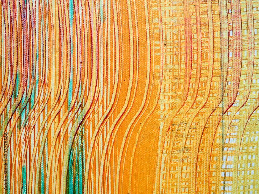 Fototapeta premium Colorful lines painting abstract background with texture.