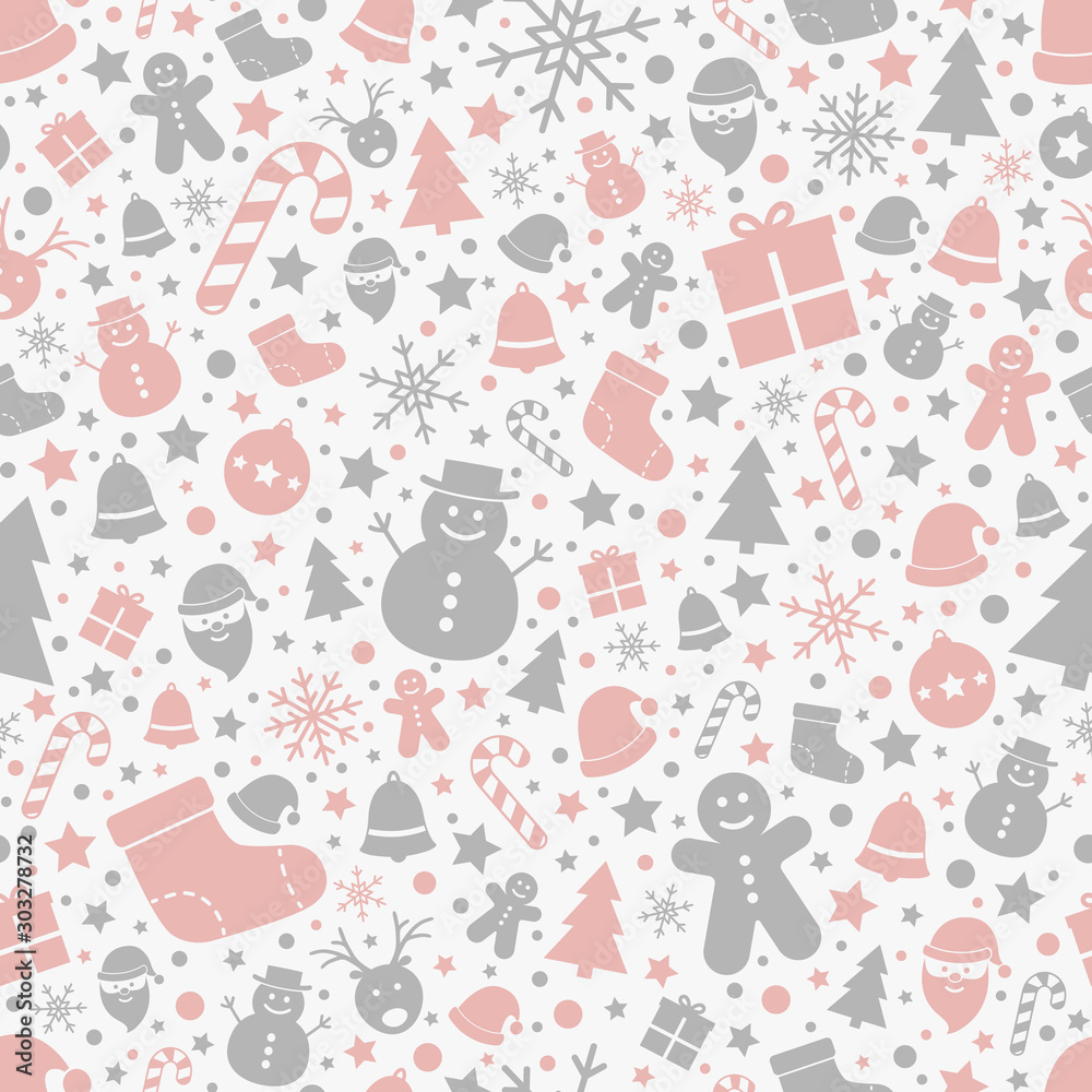 Christmas ornaments on white background. Xmas seamless wrapping paper. Vector Christmas ornaments on white background. Xmas seamless wrapping paper. Vector