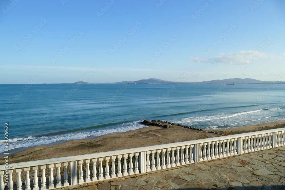 Beautiful Black Sea landscape from Burgas, Bulgaria. Seascape of Burgas bay Beautiful Black Sea landscape from Burgas, Bulgaria. Seascape of Burgas bay