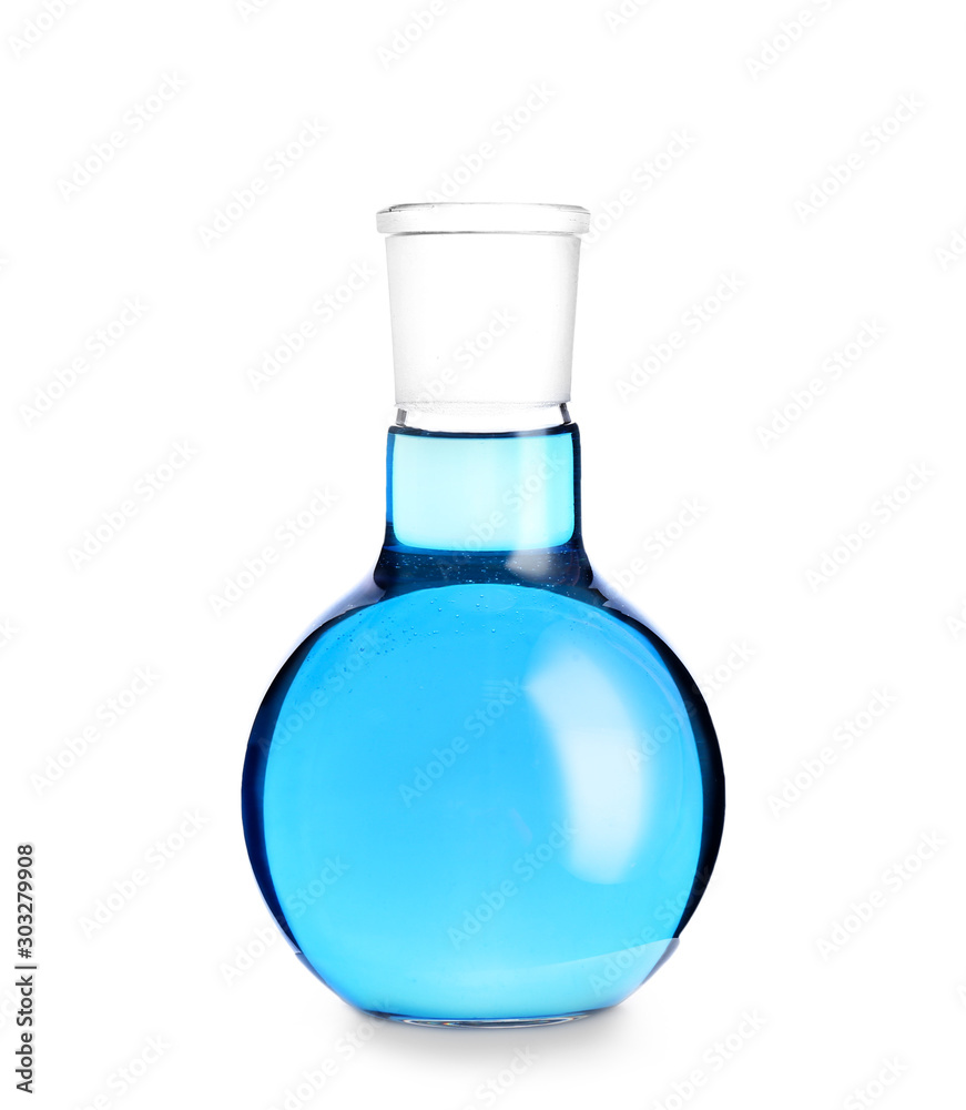 Flask with sample on white background Flask with sample on white background