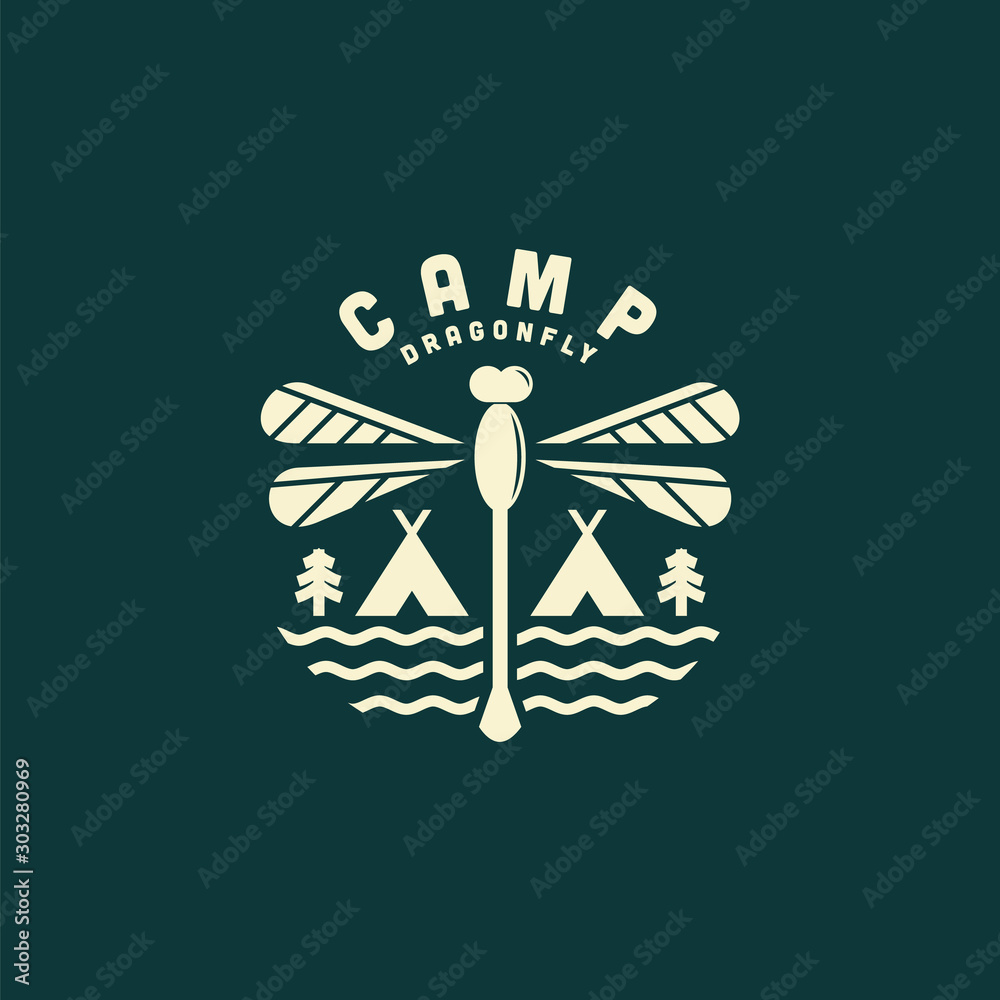 Camp dragonfly simple logo design for camping club Camp dragonfly simple logo design for camping club
