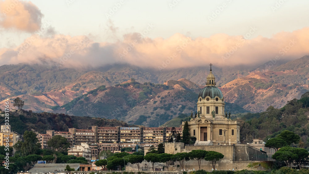 church of christ in messina at sunrise, italy