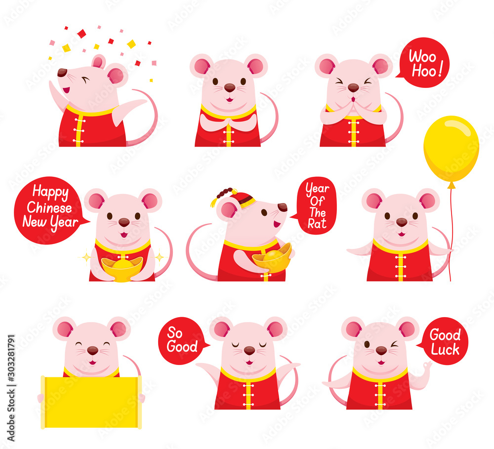 Rats Emoticons Icons Set, Happy, Happy Chinese New Year 2020, Year Of The Rat Rats Emoticons Icons Set, Happy, Happy Chinese New Year 2020, Year Of The Rat