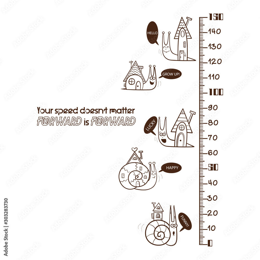 Kids height ruler with snails for wall decals, wall stickers - Vector  vector de Stock | Adobe Stock