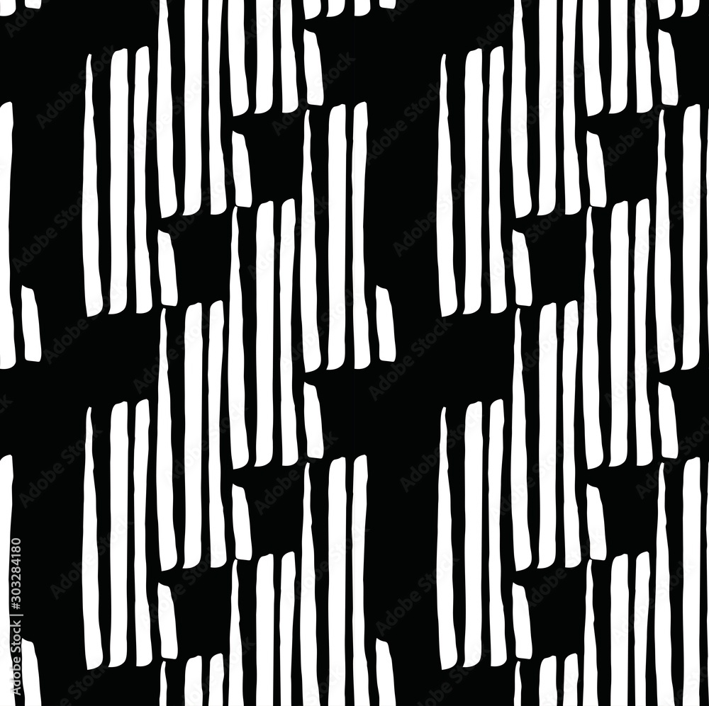 Cute hand drawn colorful brush strokes vector pattern. Fun trendy seamless background 