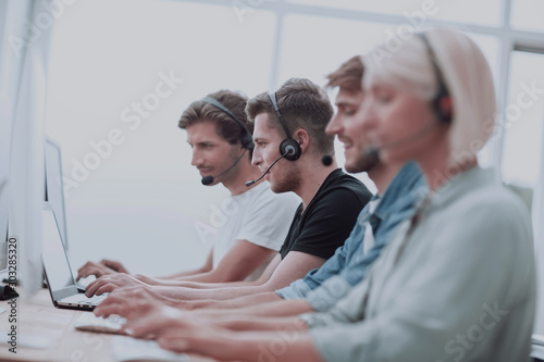 close up. portrait of the call center team in the workplace