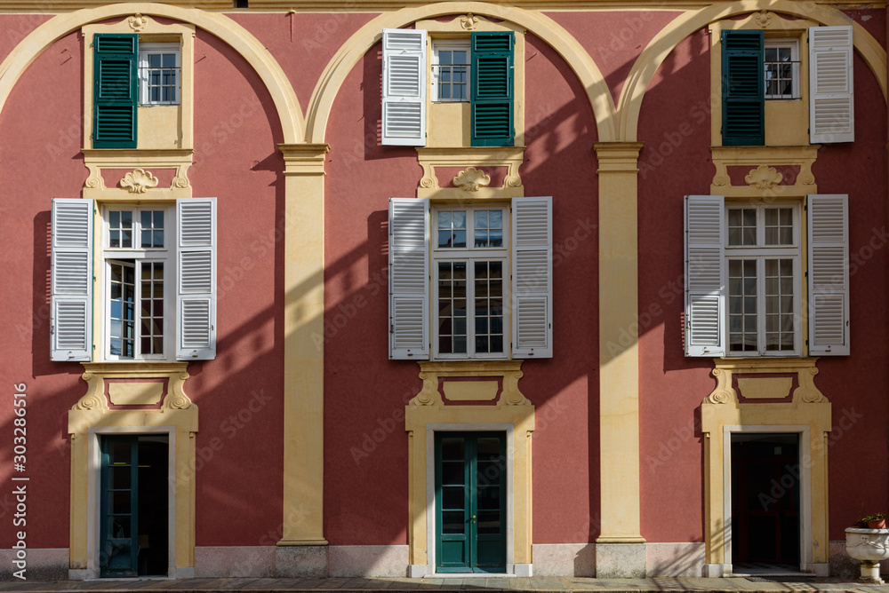 urban colorful architecture in Genoa, Italy, Backgrounds, Abstract
