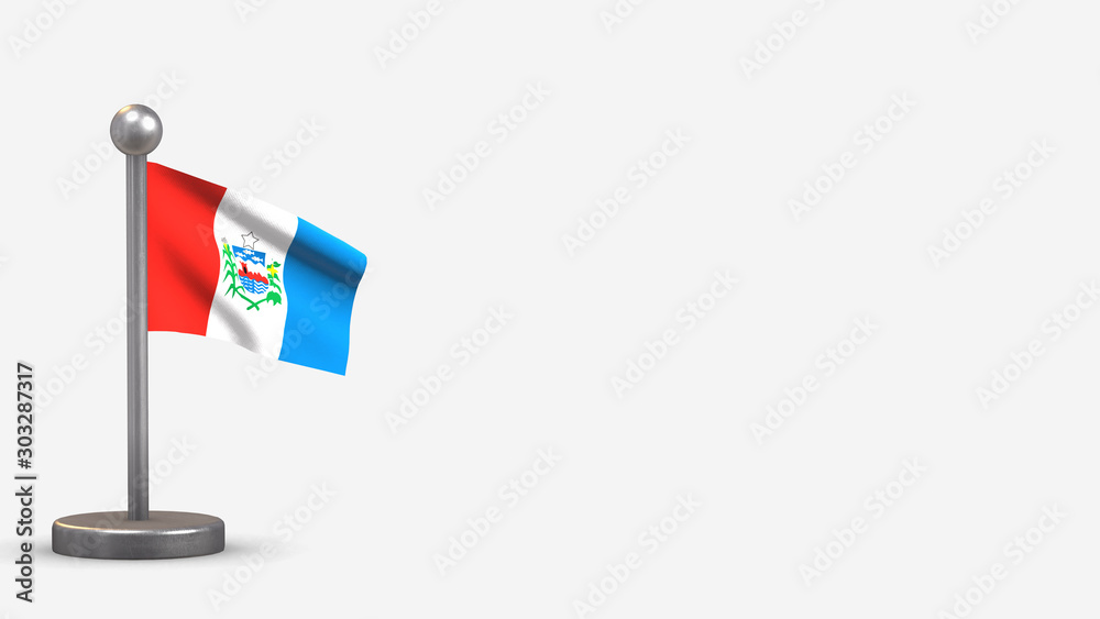 Alagoas 3D waving flag illustration on tiny flagpole. Alagoas 3D waving flag illustration on tiny flagpole.