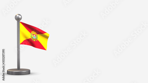 Aragua 3D waving flag illustration on tiny flagpole.