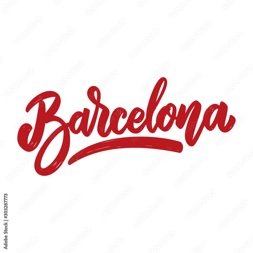Barcelona. Lettering phrase isolated on white background. Design element for poster, card, banner, flyer. Vector illustration - obrazy, fototapety, plakaty 