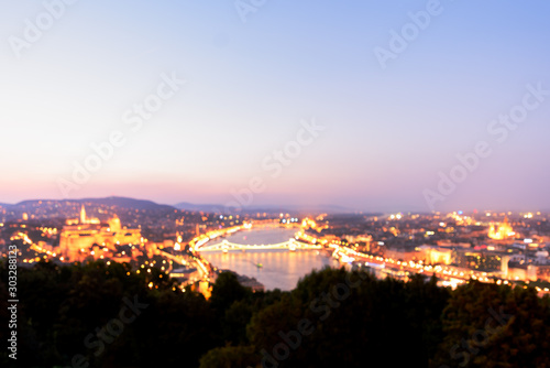 Fototapeta Naklejka Na Ścianę i Meble -  Cityscape of Budapest with Blurred Background at sunset, Hungary