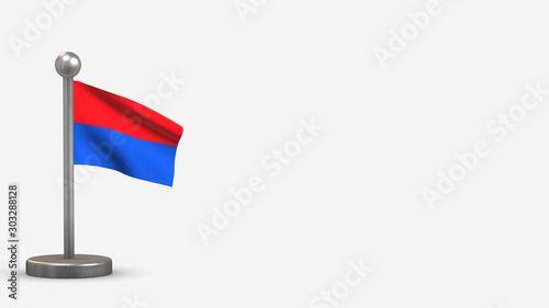 Cotopaxi 3D waving flag illustration on tiny flagpole.