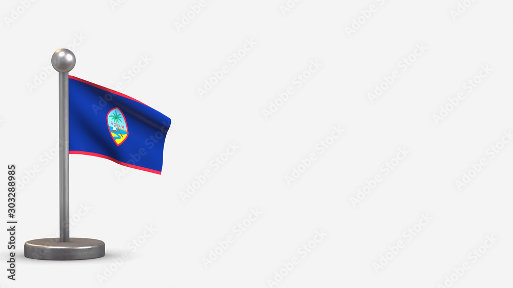 Guam 3D waving flag illustration on tiny flagpole. Guam 3D waving flag illustration on tiny flagpole.