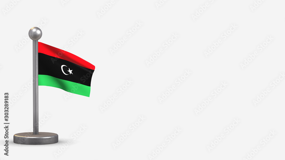 Libya 3D waving flag illustration on tiny flagpole. Libya 3D waving flag illustration on tiny flagpole.