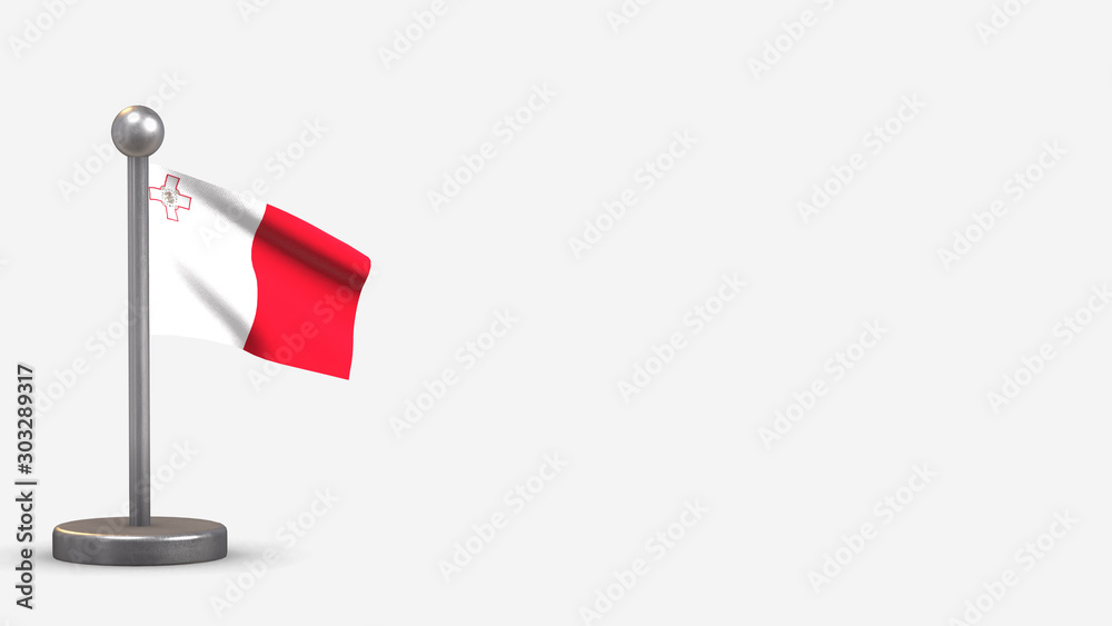 Malta 3D waving flag illustration on tiny flagpole. Malta 3D waving flag illustration on tiny flagpole.