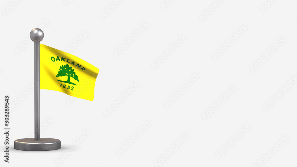 Oakland California 3D waving flag illustration on tiny flagpole. Oakland California 3D waving flag illustration on tiny flagpole.