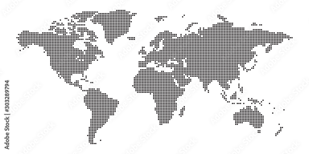 World map black squares white background isolated . Vector illustration ...