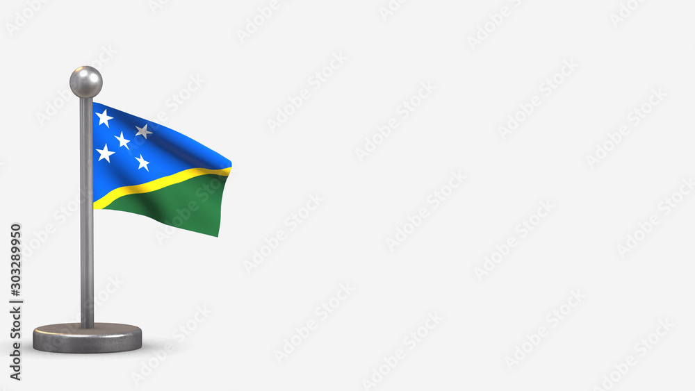 Salomon Islands 3D waving flag illustration on tiny flagpole. Salomon Islands 3D waving flag illustration on tiny flagpole.