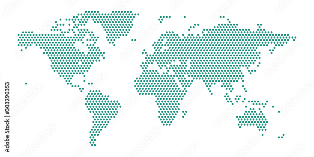World map blue green polygon white background isolated . Vector ...