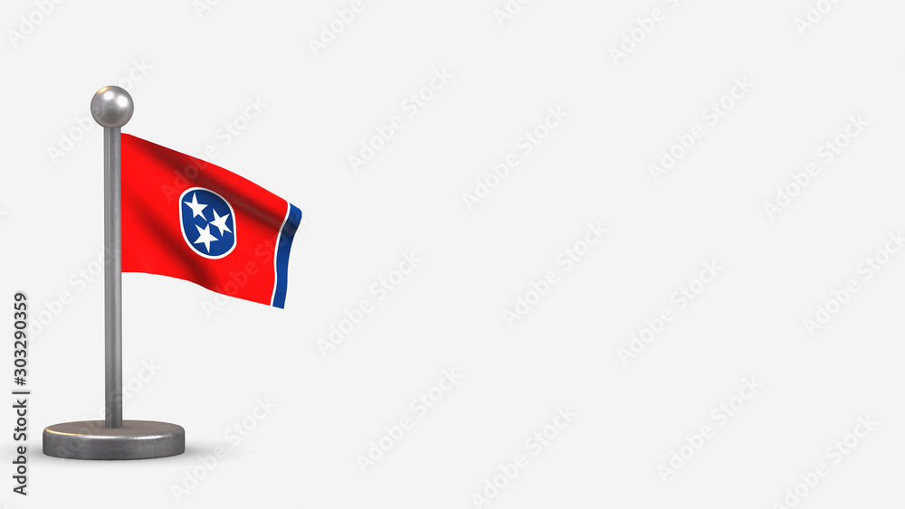 Tennessee 3D waving flag illustration on tiny flagpole. Tennessee 3D waving flag illustration on tiny flagpole.