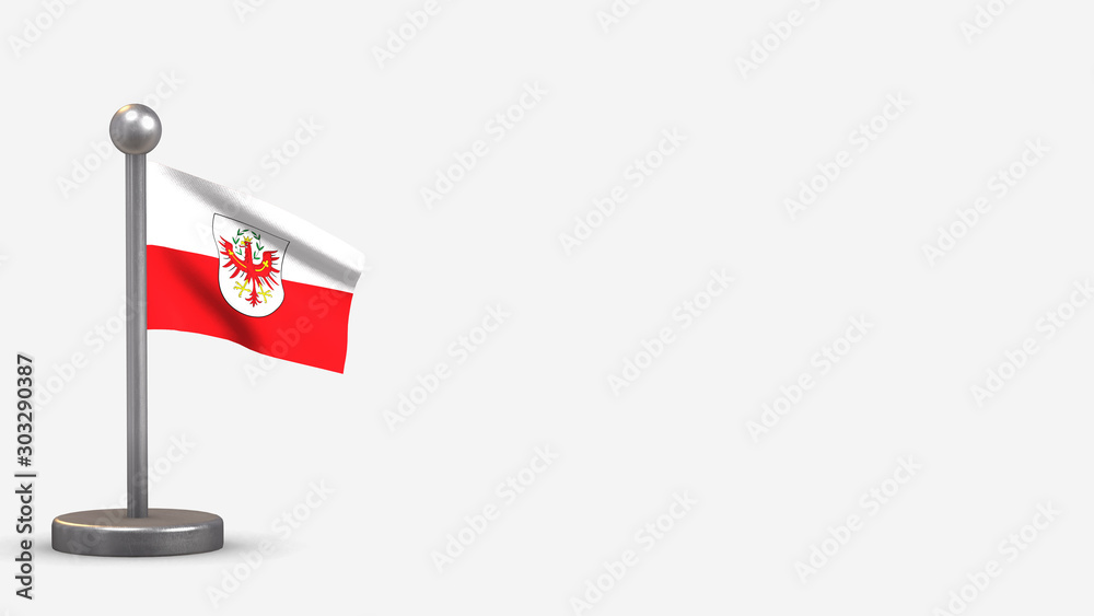 Tirol 3D waving flag illustration on tiny flagpole. Tirol 3D waving flag illustration on tiny flagpole.