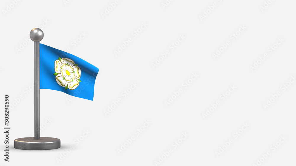 Yorkshire 3D waving flag illustration on tiny flagpole. Yorkshire 3D waving flag illustration on tiny flagpole.