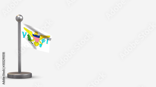 Virgin Islands 3D waving flag illustration on tiny flagpole.