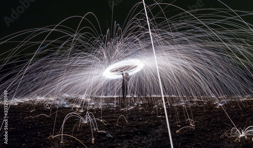 steel wool in a night