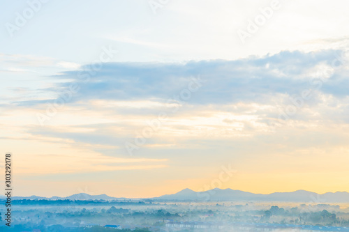 Beautiful landscape of sea ocean around Pattaya city in Thailand at sunset time