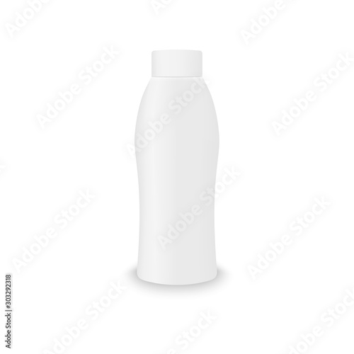 3d mockup of plastic realistic bottle. Vector packaging mockup template for cream, soups, foams, shampoo.