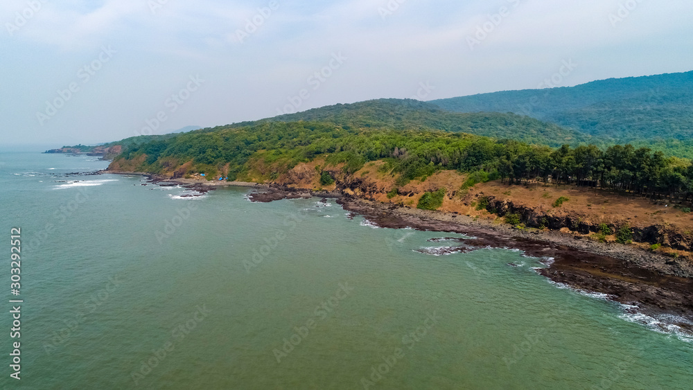 aerial panoramic view of the Sea side in India