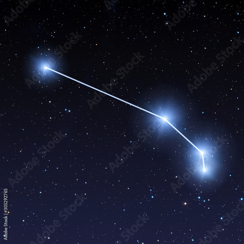 Aries constellation map in starry sky