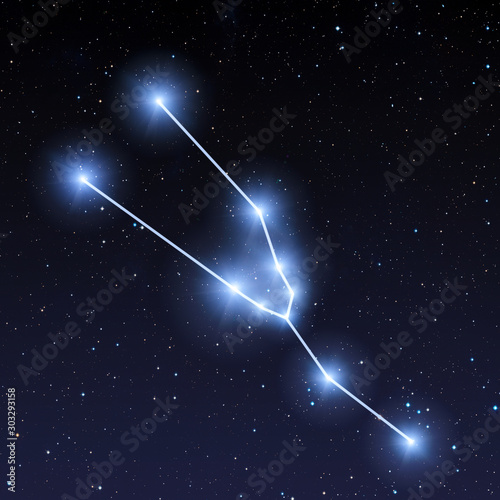 Taurus constellation map in starry sky