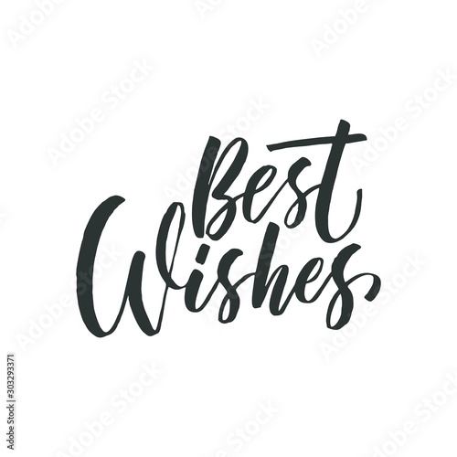 Best wishes fancy black ink brush hand lettering isolated on white background. Vector illustration. Can be used for card design.